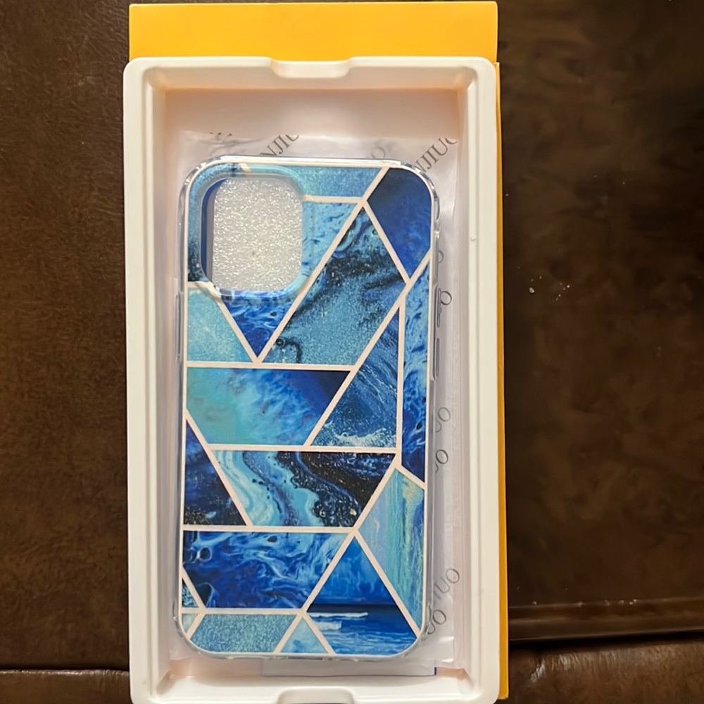 iPhone 12 mini Blue geometric with waves case